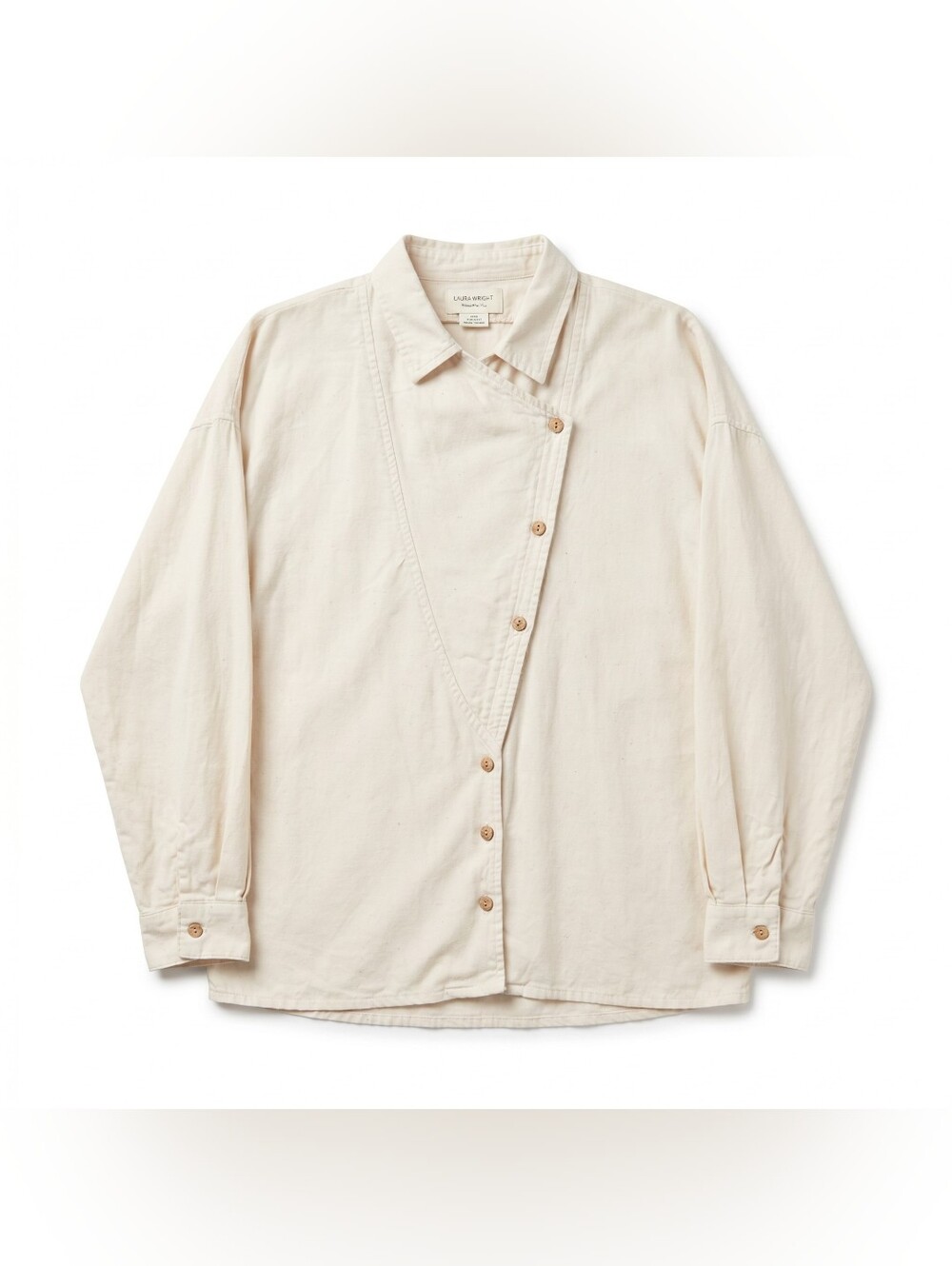 Laura Wright Berkeley 100% Silk Blouse - Asymmetrical Button Front - Picture 3 of 5